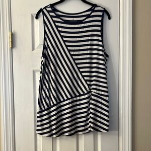 Cuddl Duds Navy and White Striped Tank Top Size 1X